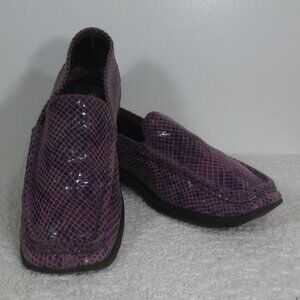 90s Glacee Shoes Women's Purple Loafers Leather Snakeskin Comfy Casual Size 7.5